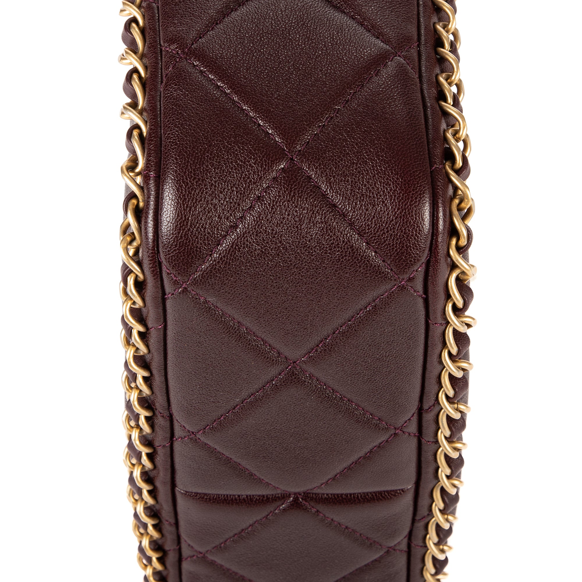 Shoulder Bag Camera Small Burgundy Quilted Smooth Leather