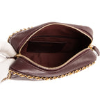 Shoulder Bag Camera Small Burgundy Quilted Smooth Leather