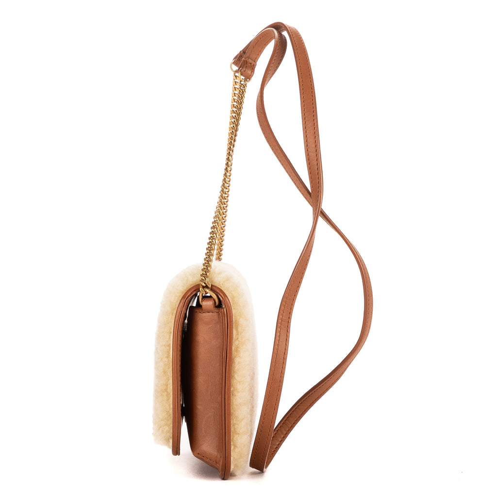 Bolso de Hombro Loulou Shearling Pochette Mini Beige Shearling
