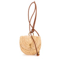 Crossbody Raffia Mini Round Crossbody Beige Spiral Embellishment Raffia