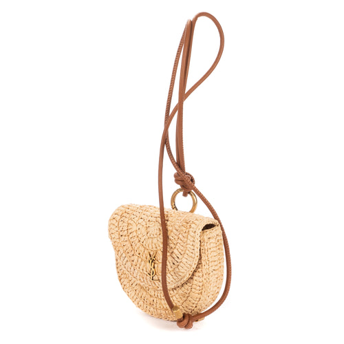 Crossbody Raffia Mini Round Crossbody Beige Spiral Embellishment Raffia