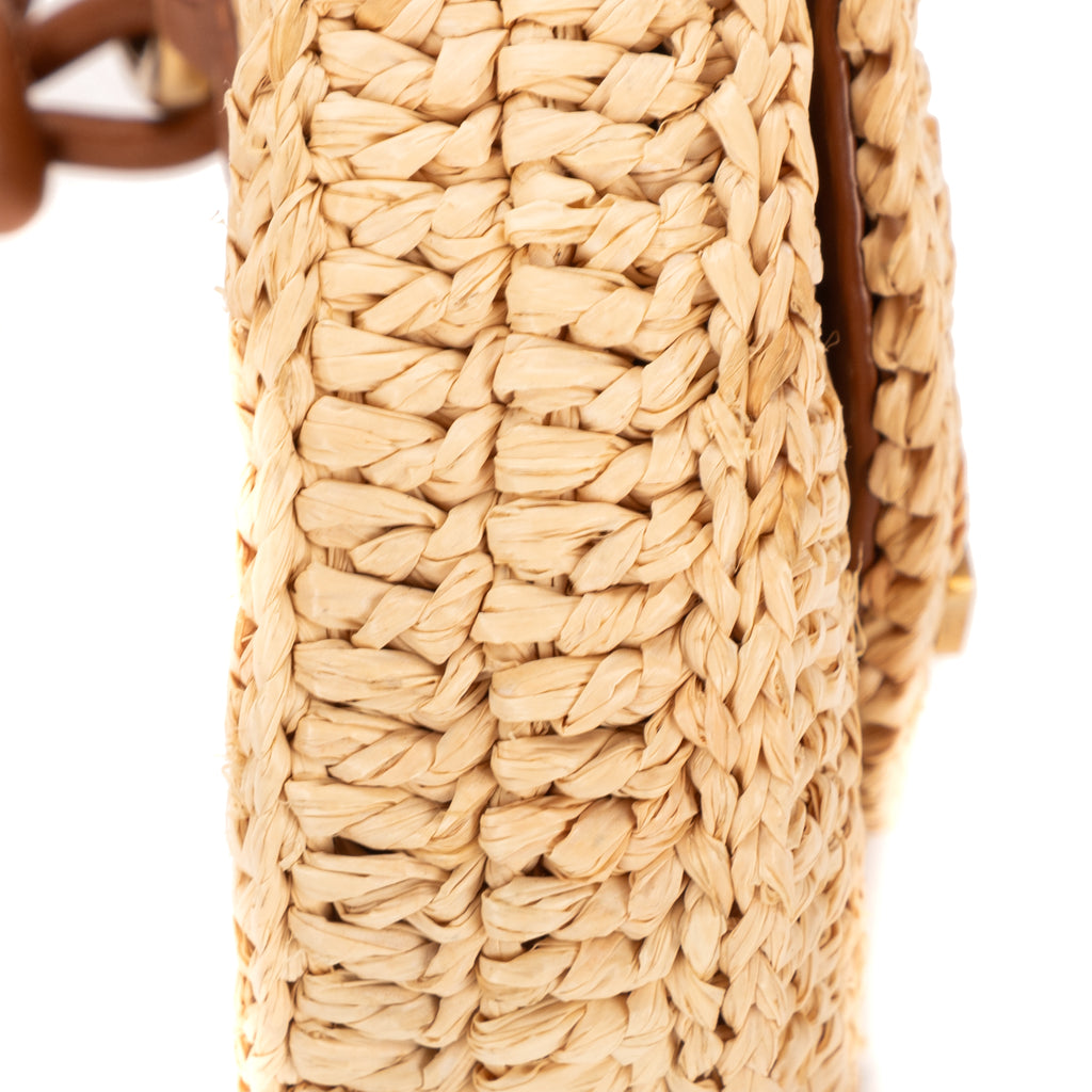 Crossbody Raffia Mini Round Crossbody Beige Spiral Embellishment Raffia
