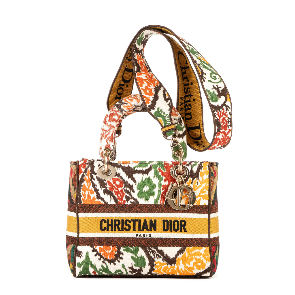 Shoulder Bag Lady Dior Lite Medium Orange Tweed Canvas