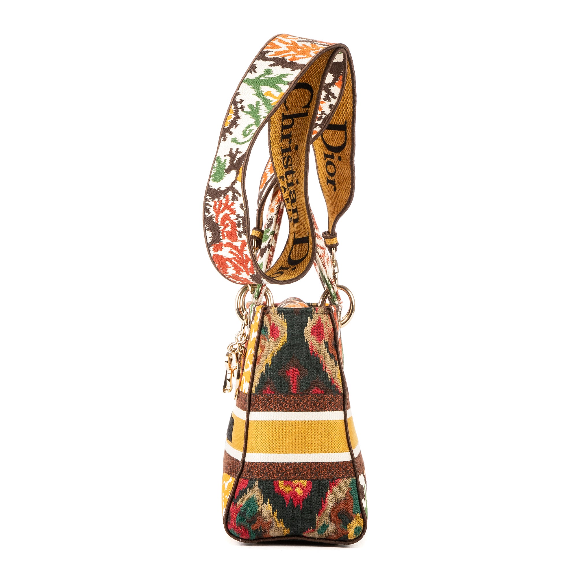 Shoulder Bag Lady Dior Lite Medium Orange Tweed Canvas