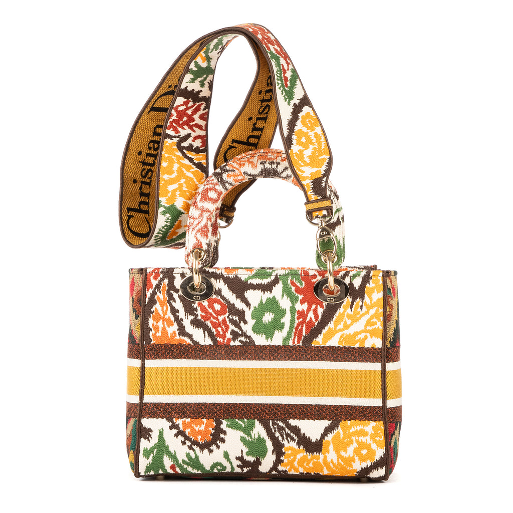 Shoulder Bag Lady Dior Lite Medium Orange Tweed Canvas
