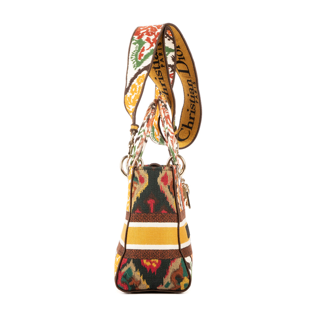 Shoulder Bag Lady Dior Lite Medium Orange Tweed Canvas