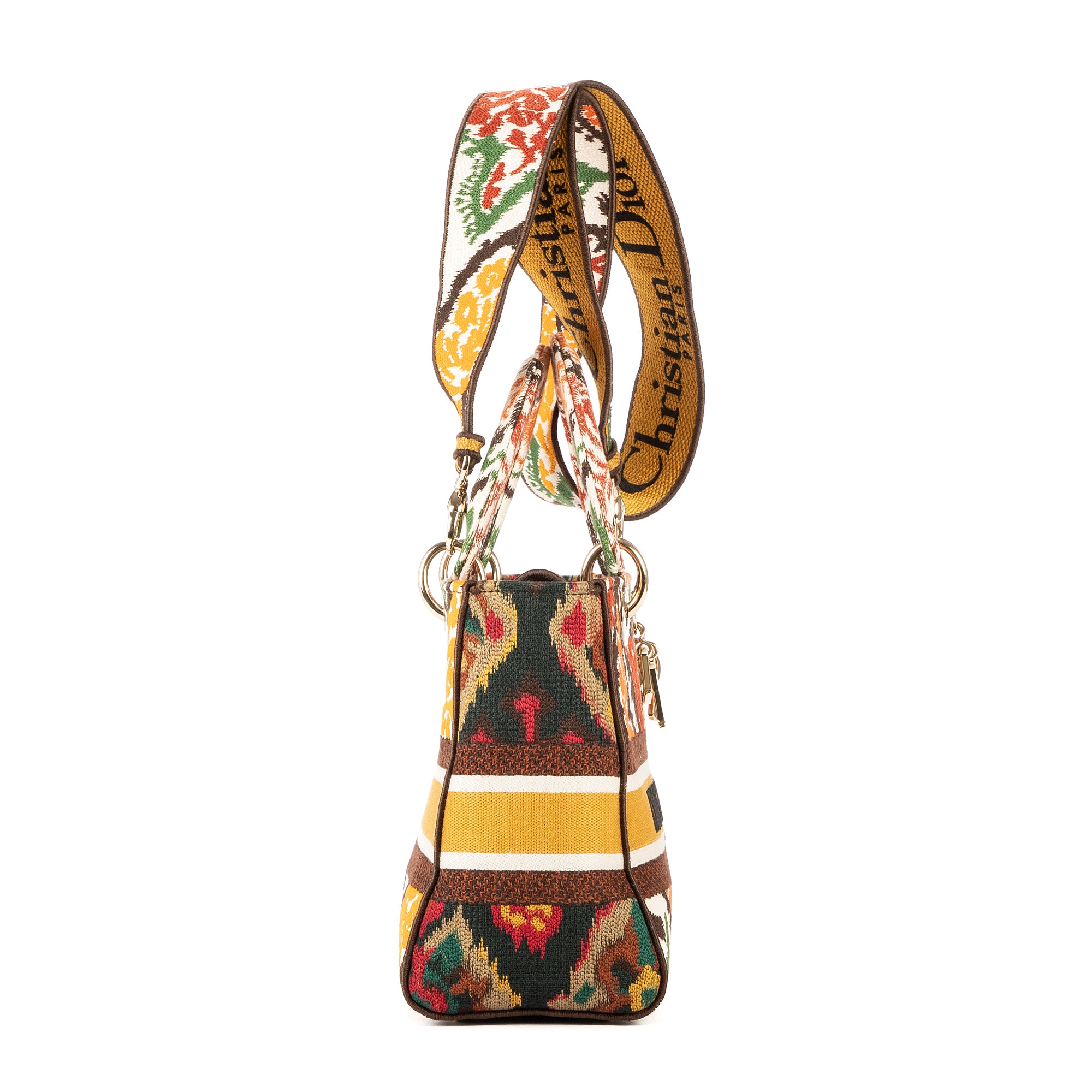 Shoulder Bag Lady Dior Lite Medium Orange Tweed Canvas