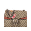 Bolso de hombro Blooms Dionysus Mediano Lona recubierta Supreme Beige con estampado Blooms