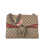 Bolso de hombro Blooms Dionysus Mediano Lona recubierta Supreme Beige con estampado Blooms