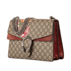 Bolso de hombro Blooms Dionysus Mediano Lona recubierta Supreme Beige con estampado Blooms