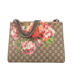 Bolso de hombro Blooms Dionysus Mediano Lona recubierta Supreme Beige con estampado Blooms