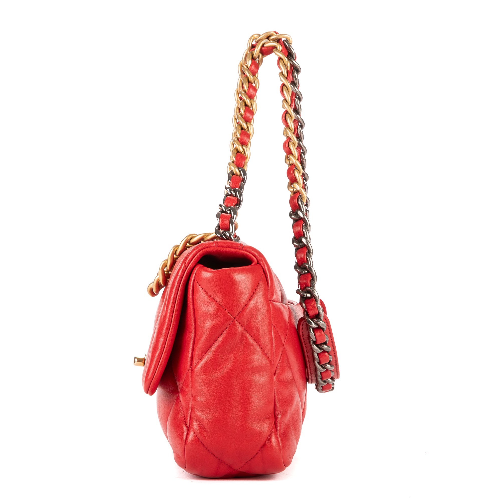 Handbag Classic 19 Flap Red Lambskin Quilted Leather