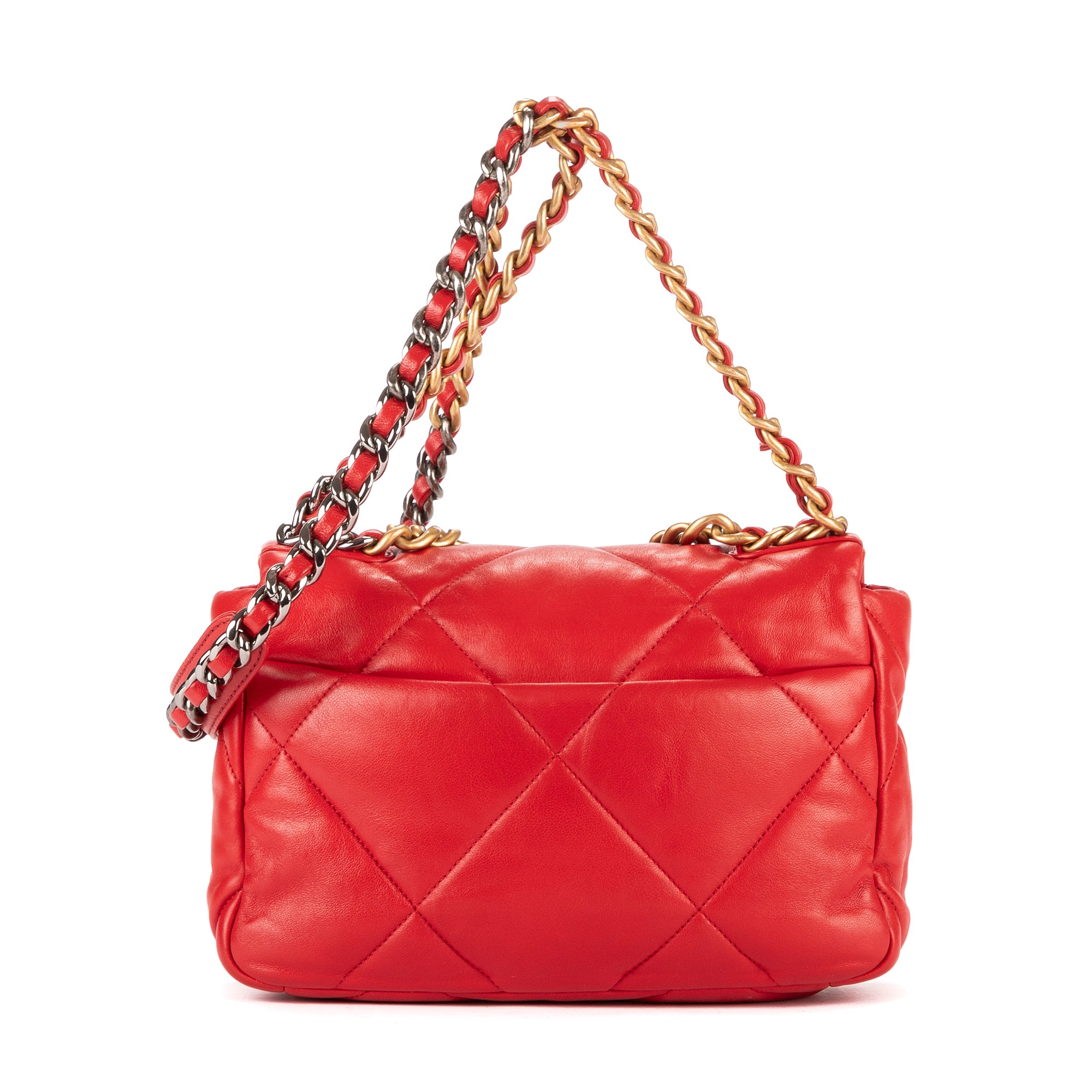 Handbag Classic 19 Flap Red Lambskin Quilted Leather