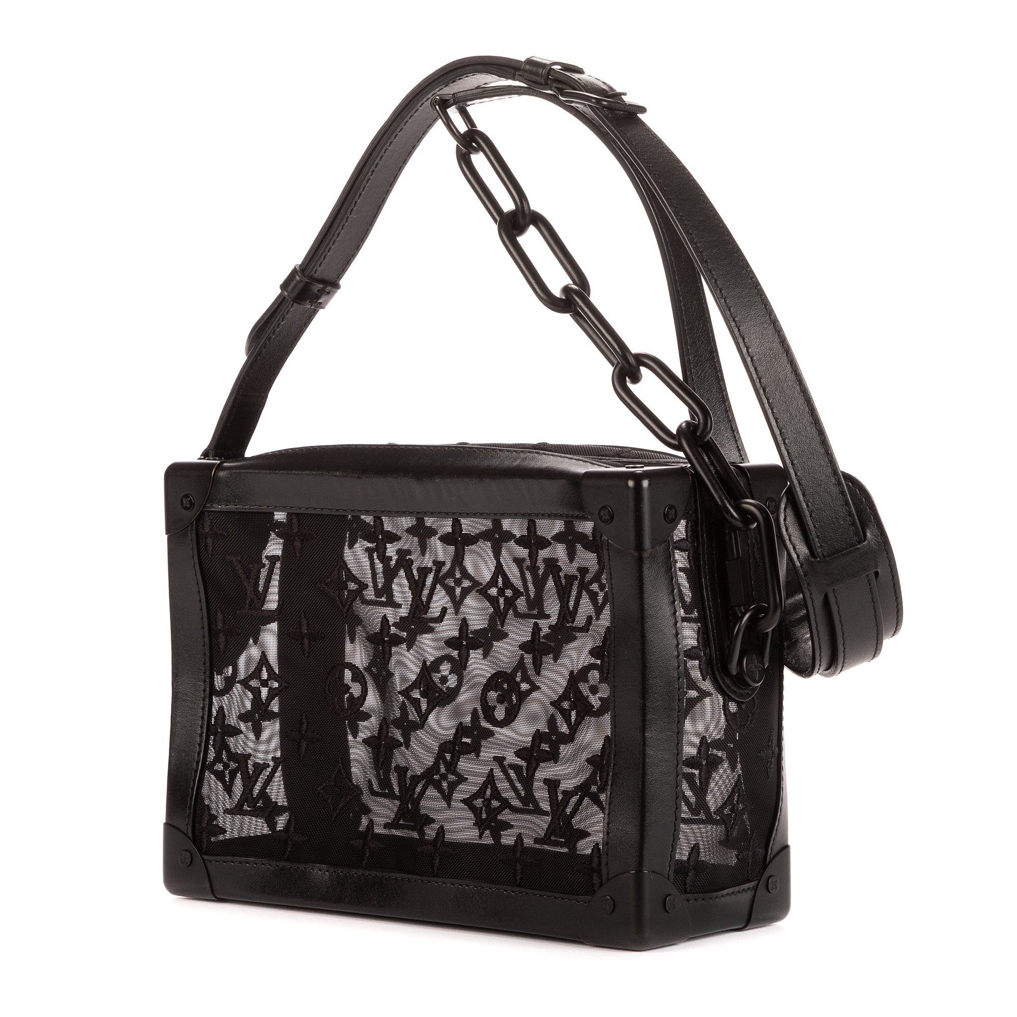 Shoulder Bag Soft Trunk Mesh 2019 Collection Black Embroidery Monogram