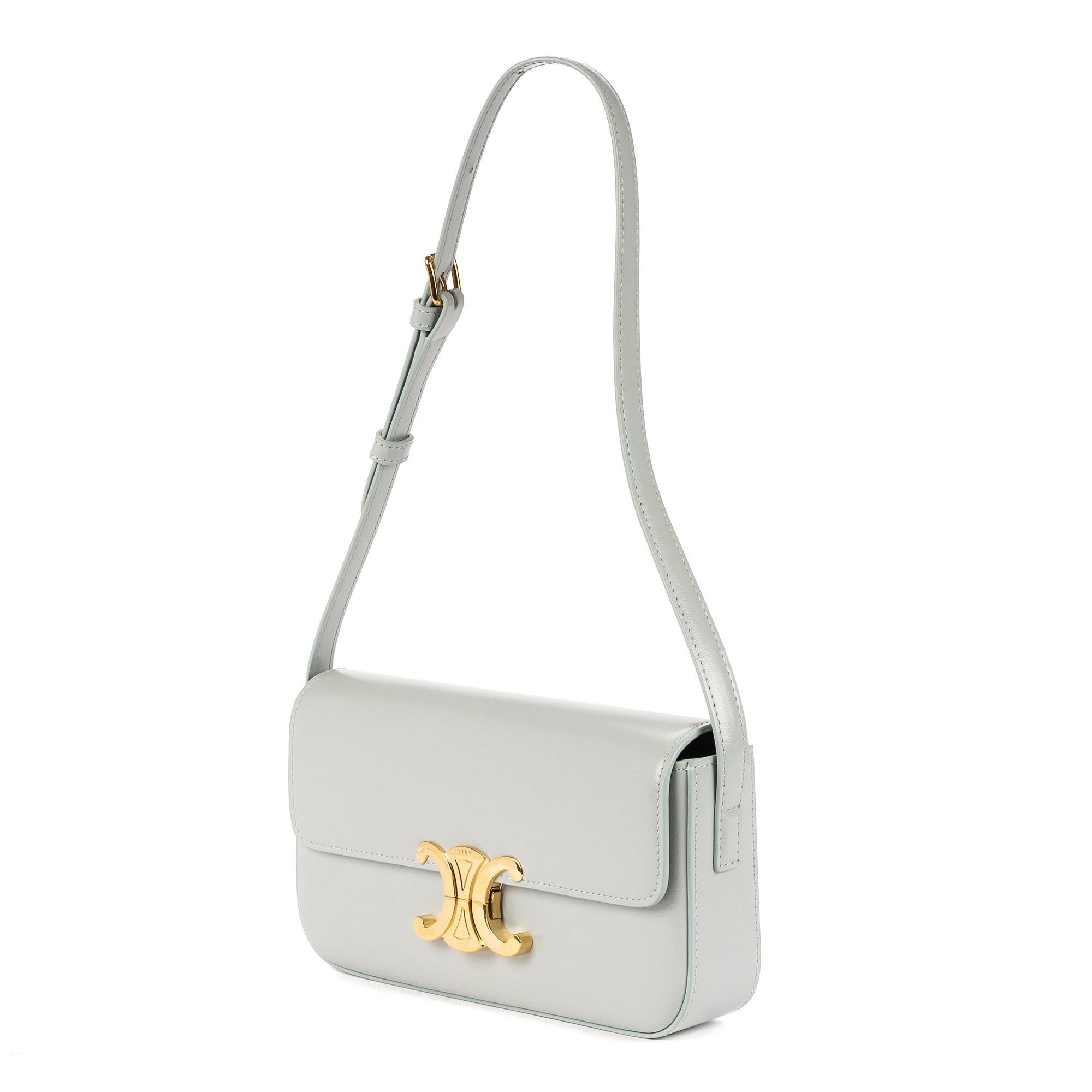 Shoulder Bag Teen Triomphe Azul Grey Smooth Leather
