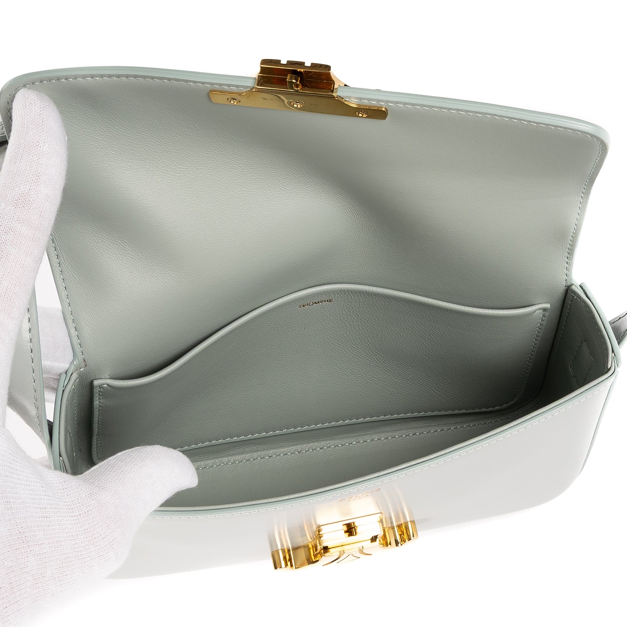 Shoulder Bag Teen Triomphe Azul Grey Smooth Leather