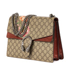 Bolso de hombro Blooms Dionysus mediano de lona revestida Supreme beige con estampado Blooms