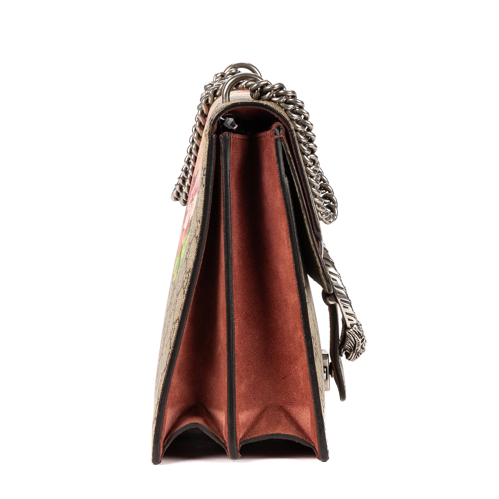 Bolso de hombro Blooms Dionysus mediano de lona revestida Supreme beige con estampado Blooms