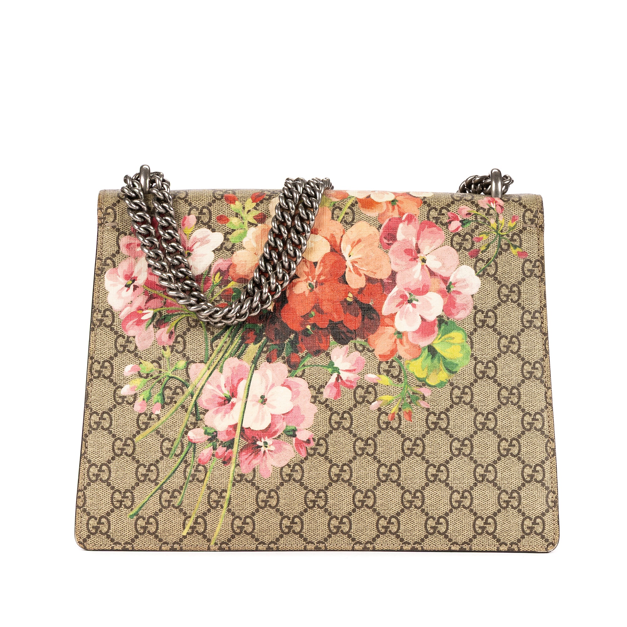 Bolso de hombro Blooms Dionysus mediano de lona revestida Supreme beige con estampado Blooms