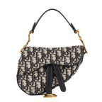 Bolso de mano Saddle Mini oblicuo azul marino de lona Diorissimo Oblique