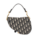 Bolso de mano Saddle Mini oblicuo azul marino de lona Diorissimo Oblique