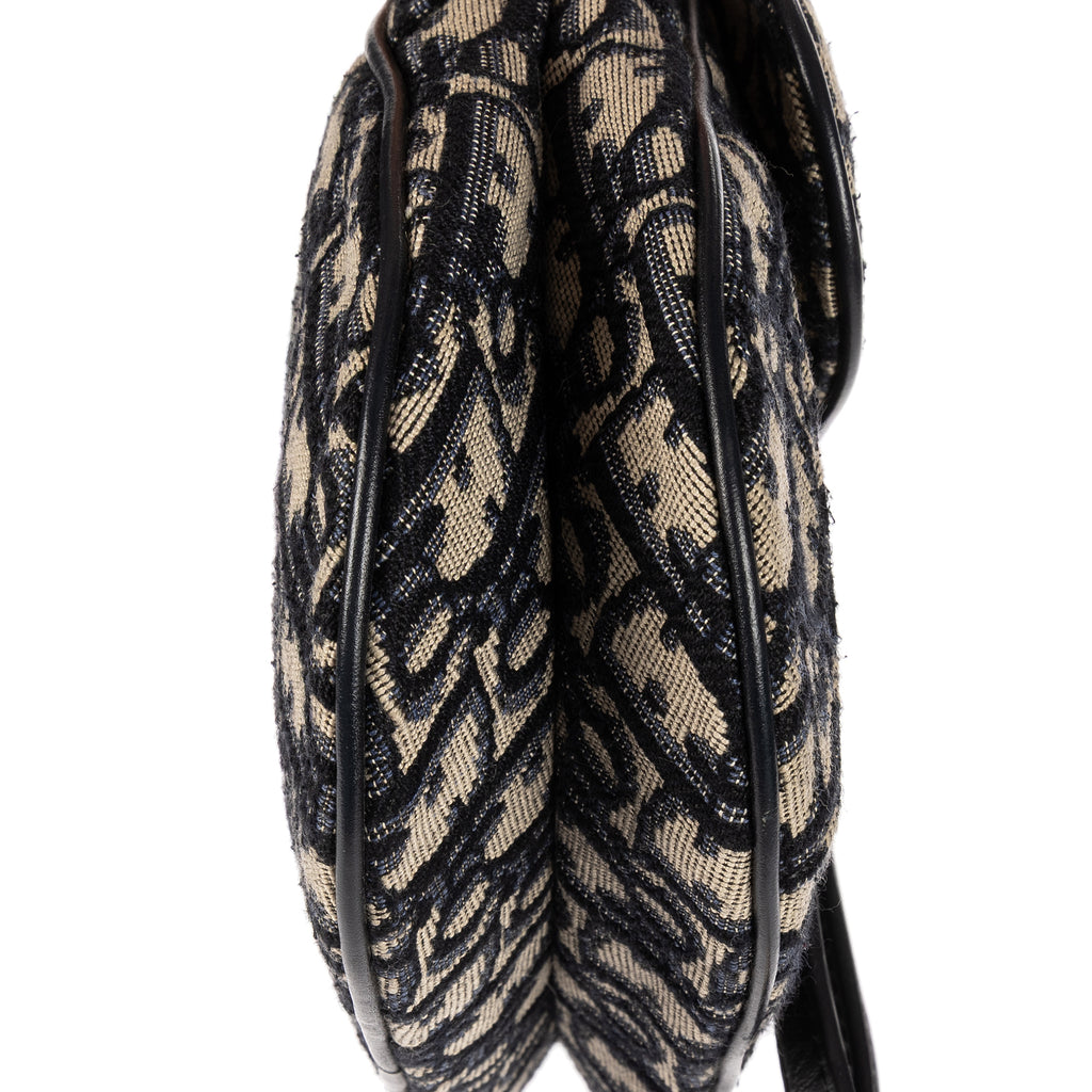 Bolso de mano Saddle Mini oblicuo azul marino de lona Diorissimo Oblique