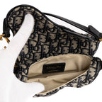 Bolso de mano Saddle Mini oblicuo azul marino de lona Diorissimo Oblique