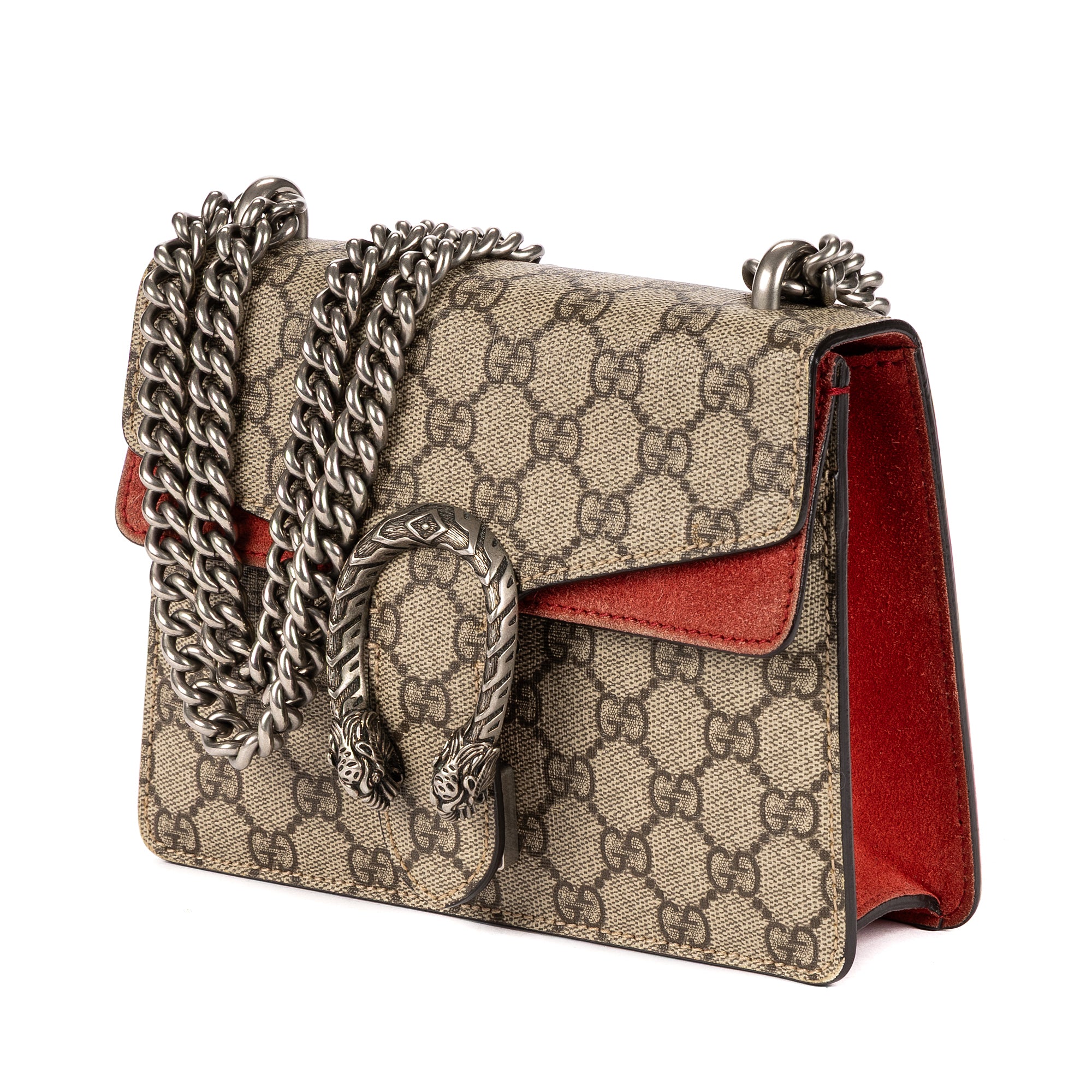 Bolso de hombro Dionysus Mini Lona revestida Supreme Beige/Piel de ante