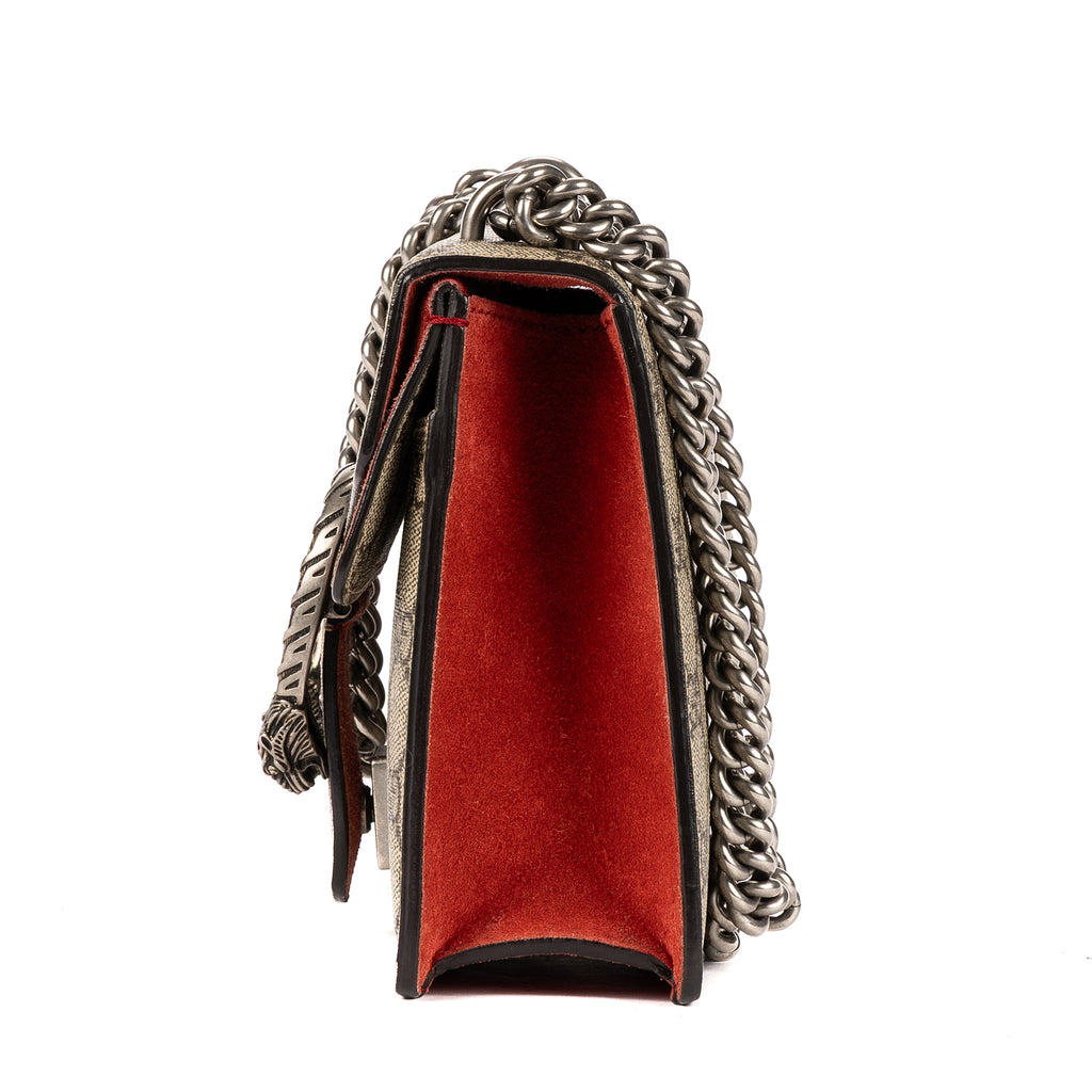 Bolso de hombro Dionysus Mini Lona revestida Supreme Beige/Piel de ante