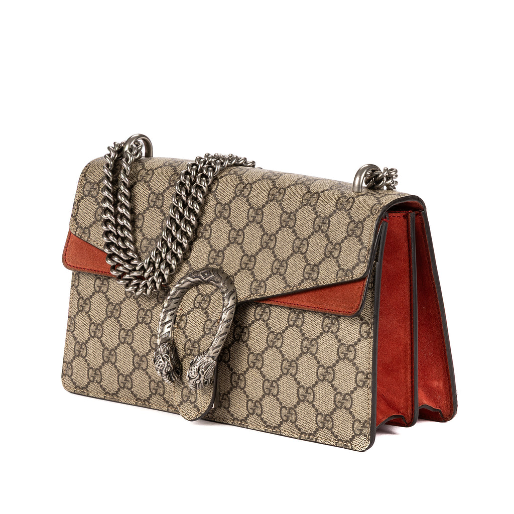 Bolso de Hombro Dionysus Pequeño Lona Revestida Supreme Beige/Piel de Ante