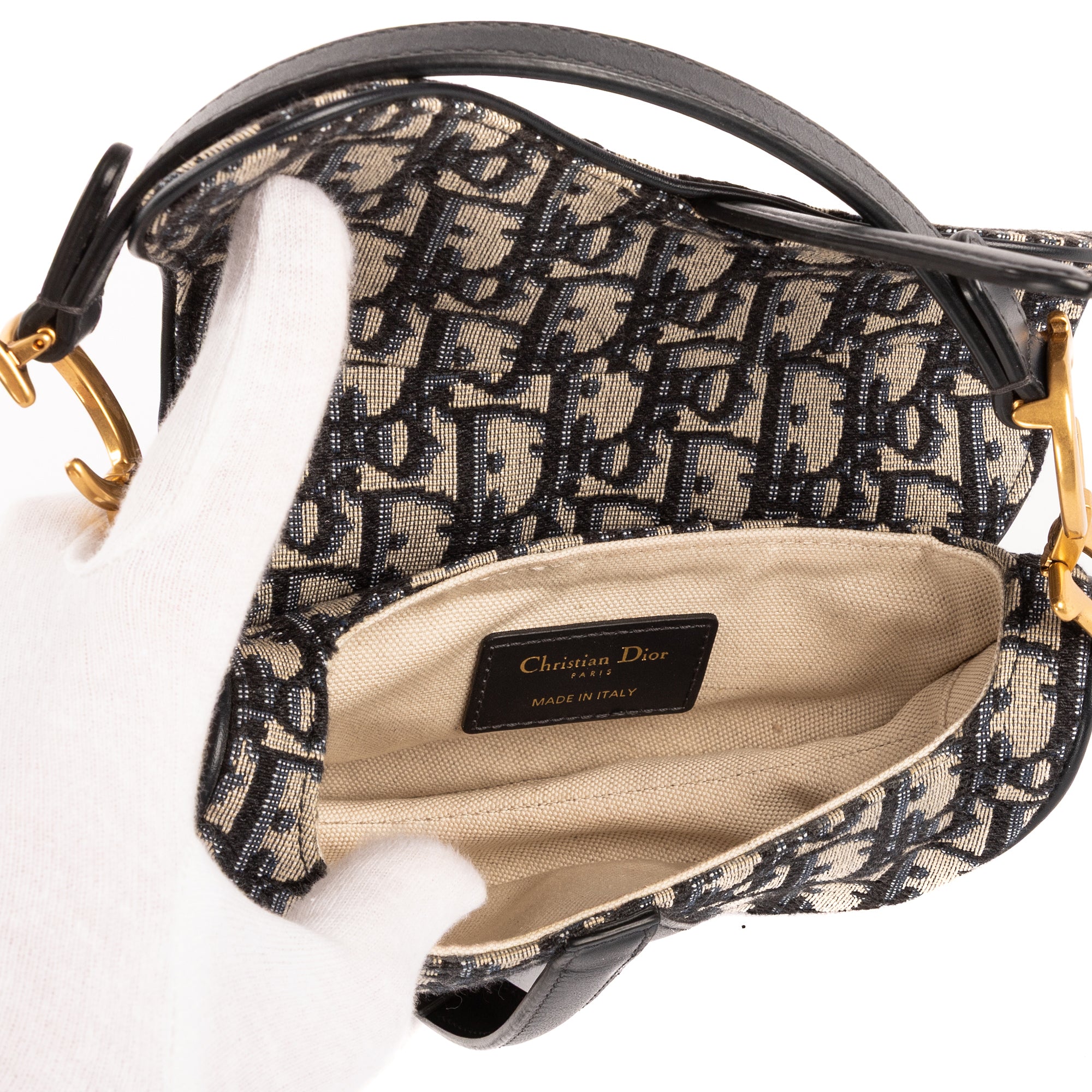 Bandolera Oblique Saddle Mini Lona Oblique Diorissimo Azul Marino