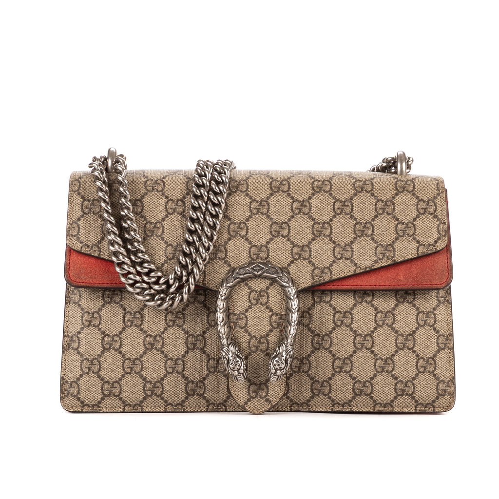 Bolso de Hombro Dionysus Pequeño Lona Revestida Supreme Beige/Piel de Ante