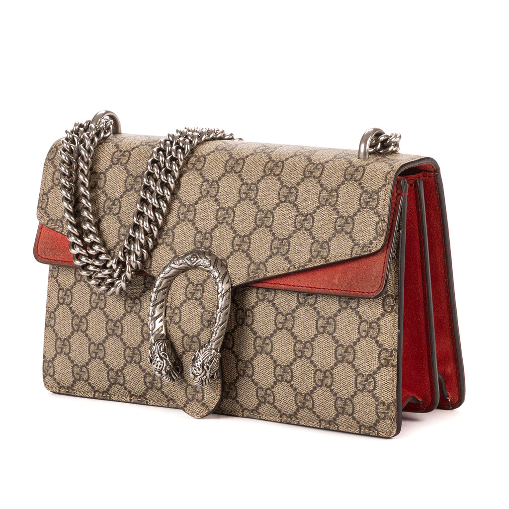 Bolso de Hombro Dionysus Pequeño Lona Revestida Supreme Beige/Piel de Ante