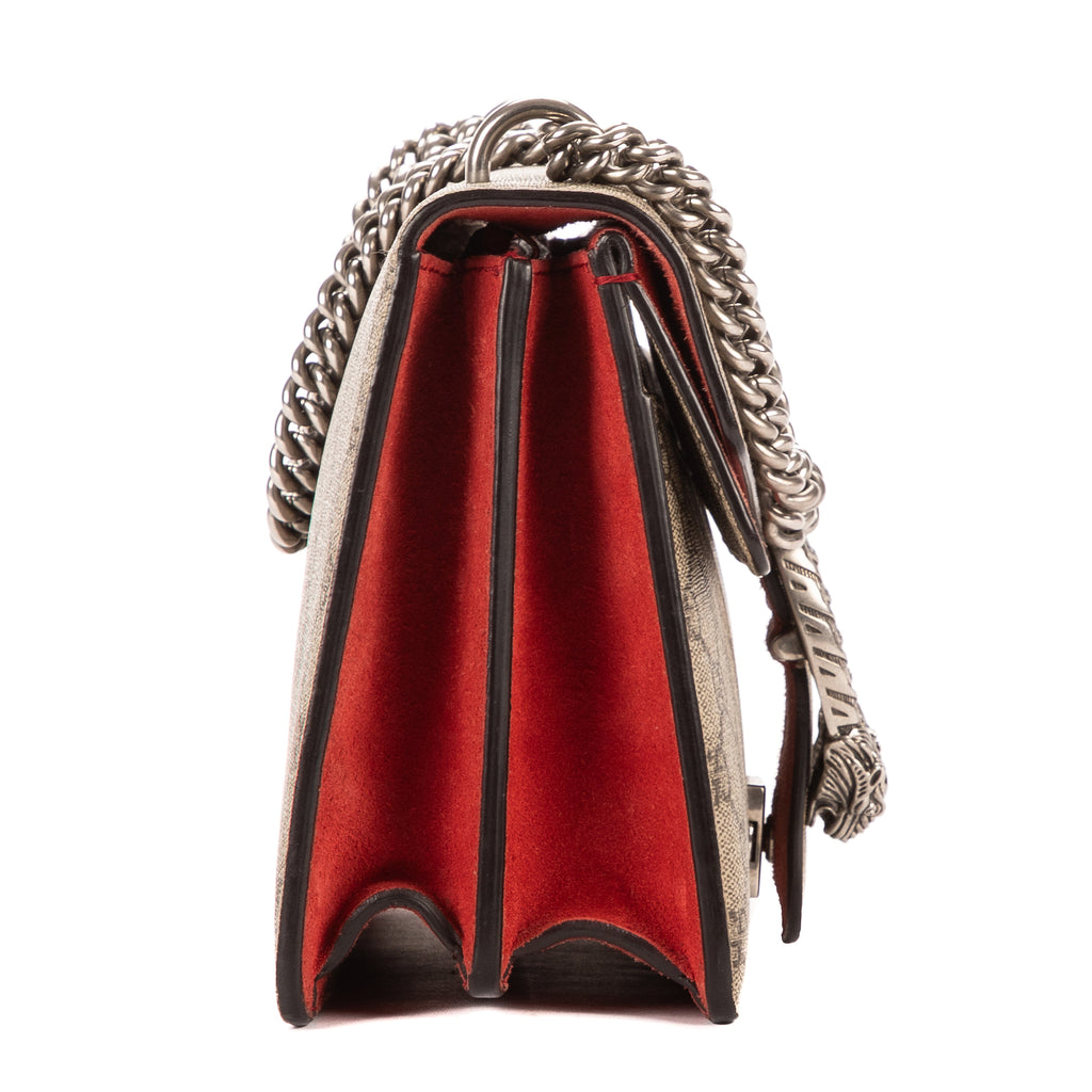 Bolso de Hombro Dionysus Pequeño Lona Revestida Supreme Beige/Piel de Ante