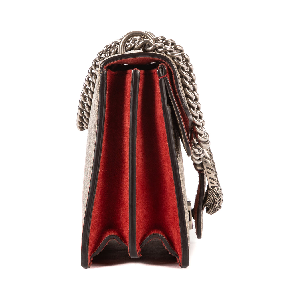 Bolso de Hombro Dionysus Pequeño Lona Revestida Supreme Beige/Piel de Ante