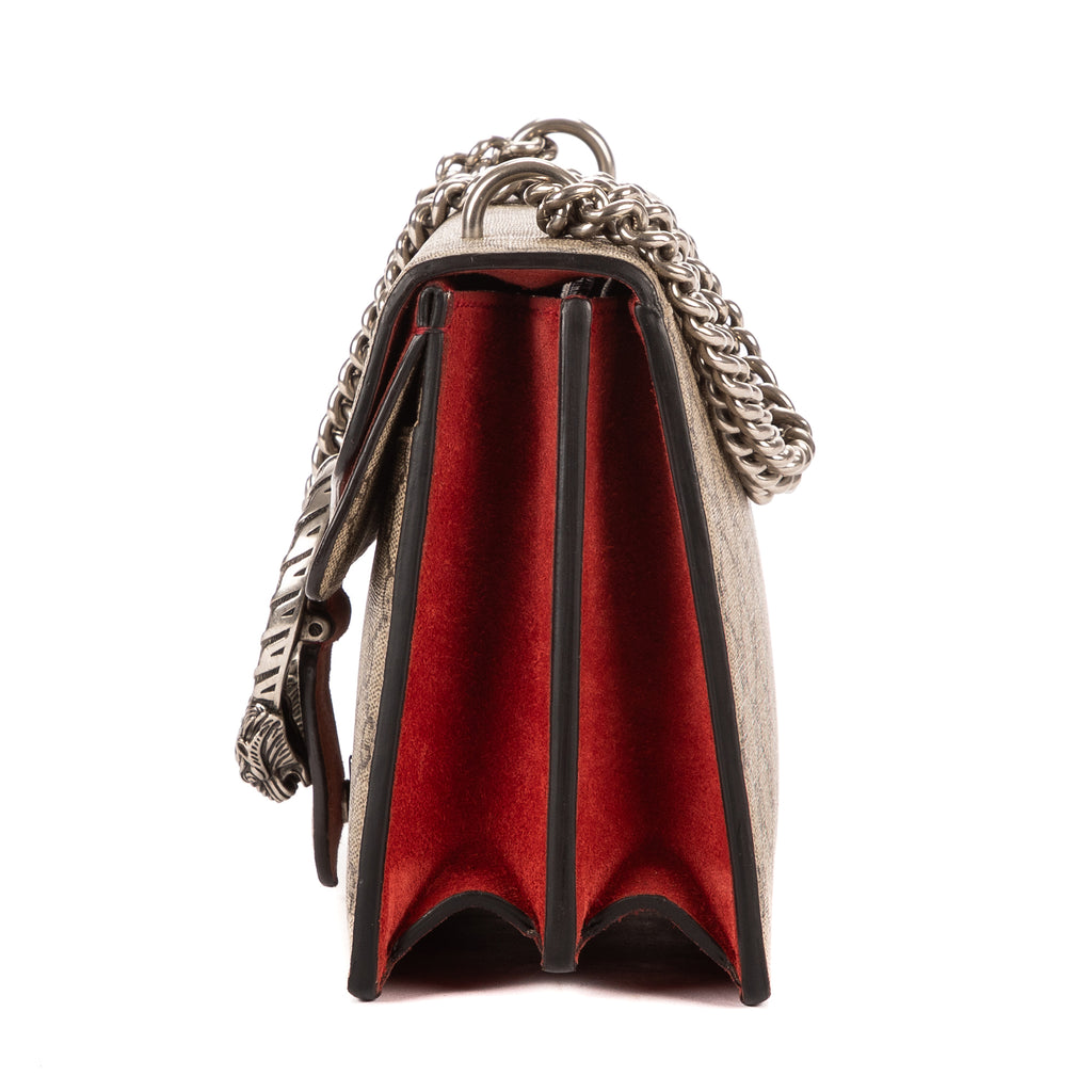 Bolso de Hombro Dionysus Pequeño Lona Revestida Supreme Beige/Piel de Ante
