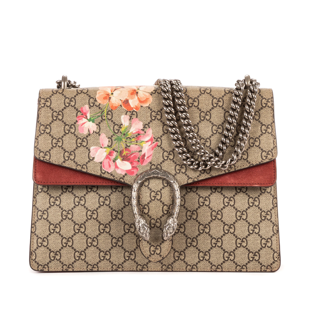 Bolso al hombro Blooms Dionysus mediano de lona revestida Supreme beige Blooms