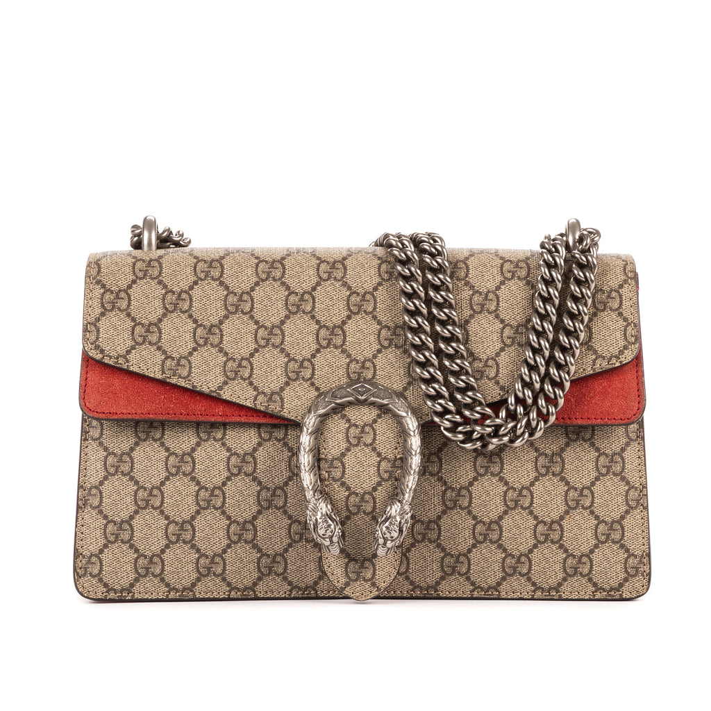 Bolso de hombro Dionysus Pequeño Lona Revestida Supreme Beige/Piel de Ante