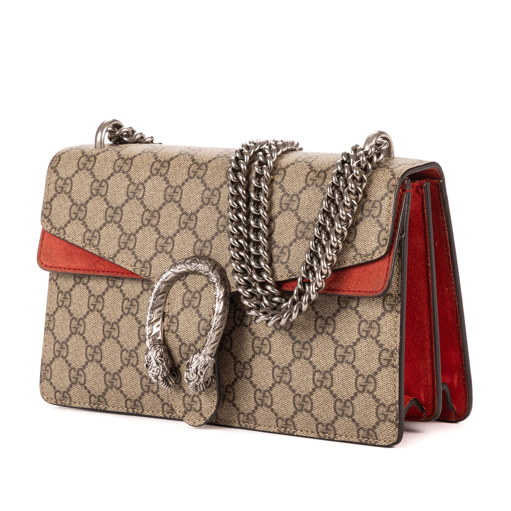 Bolso de Hombro Dionysus Pequeño Lona Revestida Supreme Beige/Piel de Ante