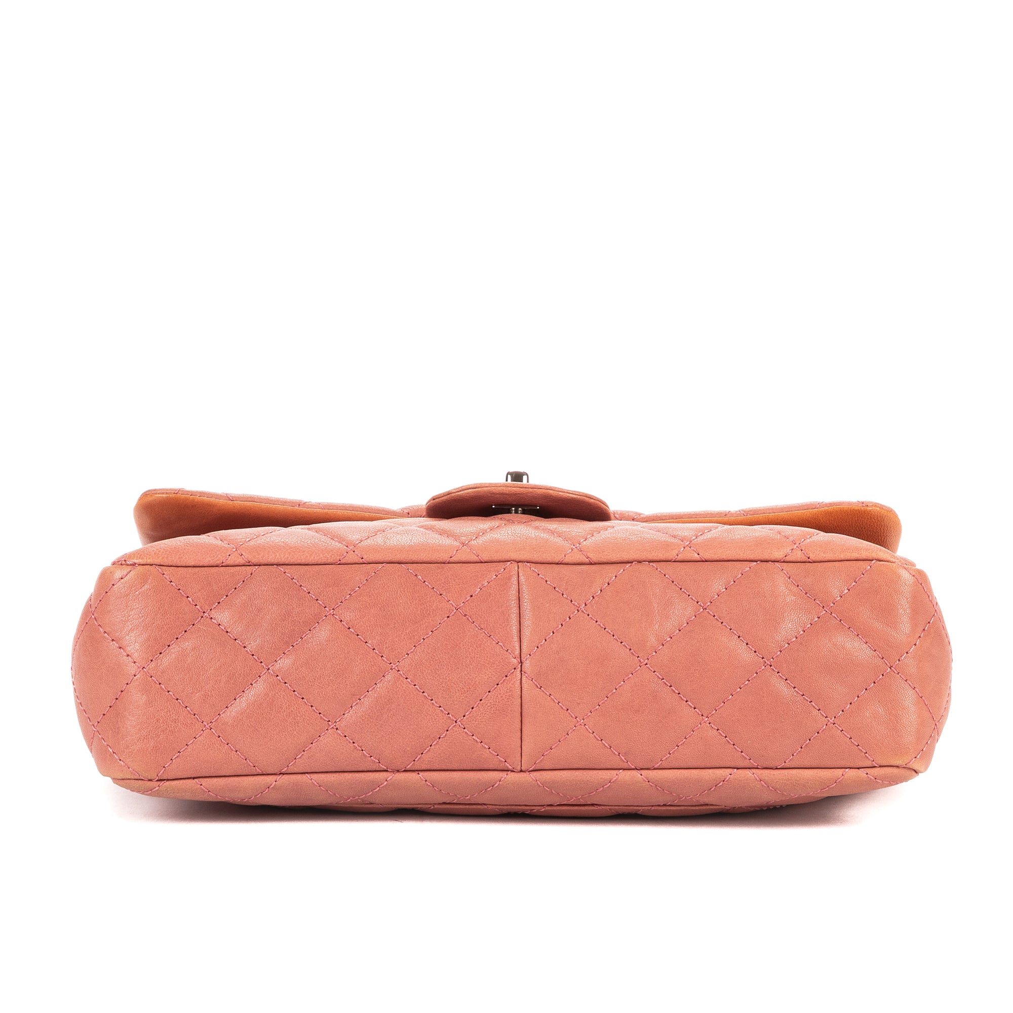 Shoulder Bag Classic Double Flap Pink Quilted Pebbled Leather