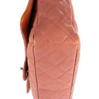 Shoulder Bag Classic Double Flap Pink Quilted Pebbled Leather
