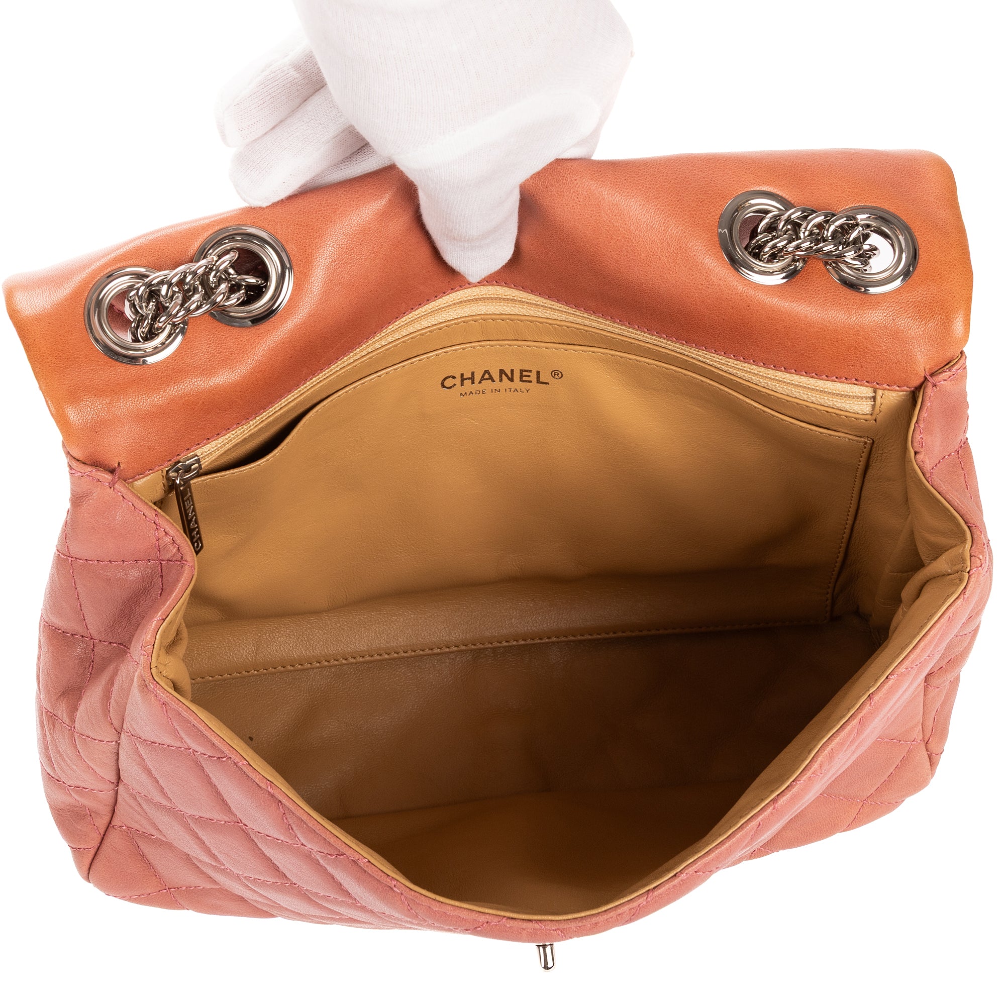 Shoulder Bag Classic Double Flap Pink Quilted Pebbled Leather