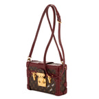 Shoulder Bag Petite Malle Small Burgundy Monogram Canvas With Smooth Leather Trim