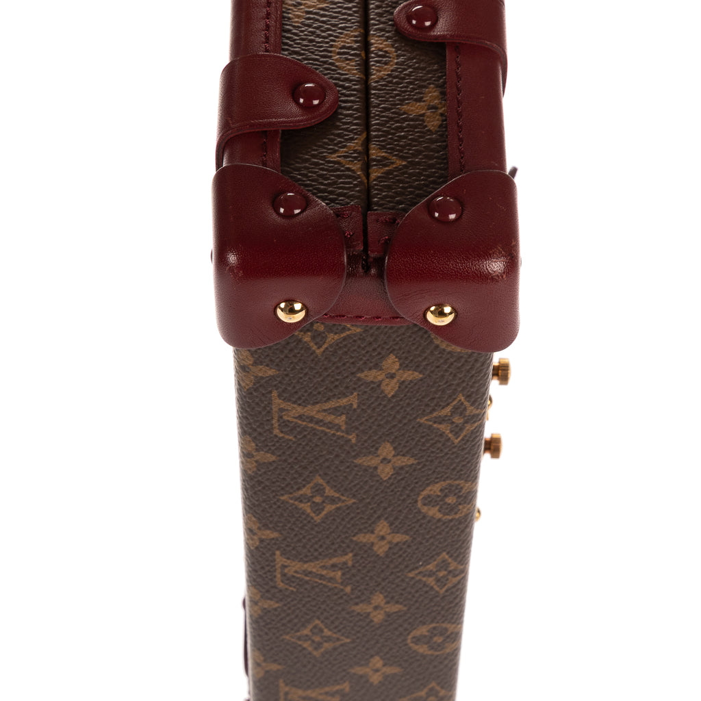 Shoulder Bag Petite Malle Small Burgundy Monogram Canvas With Smooth Leather Trim