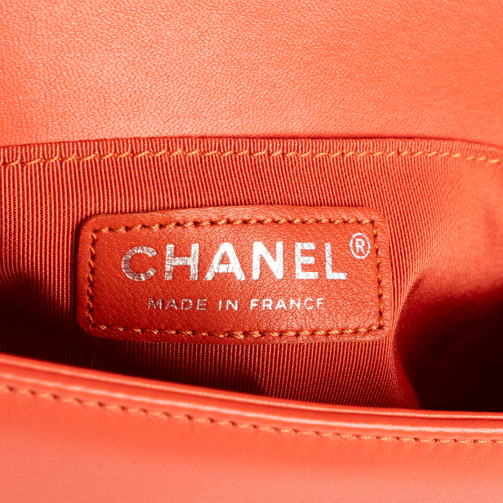 Shoulder Bag Boy Flap Coral Orange Tweed Canvas