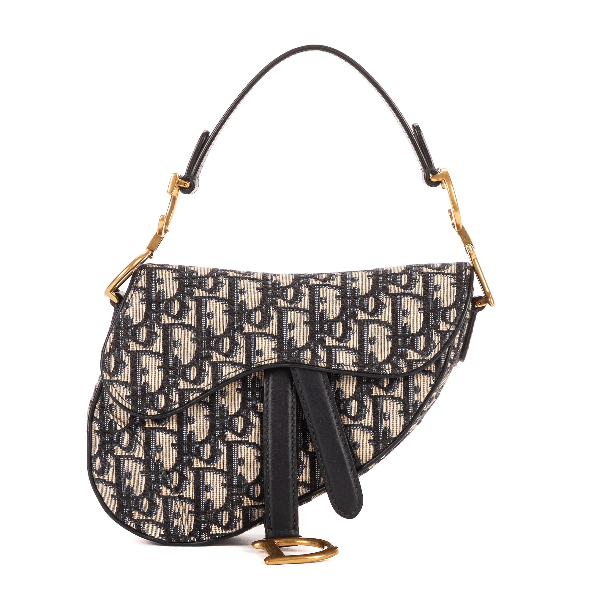 Bolso de mano Oblique Saddle Mini lona Diorissimo Oblique azul marino