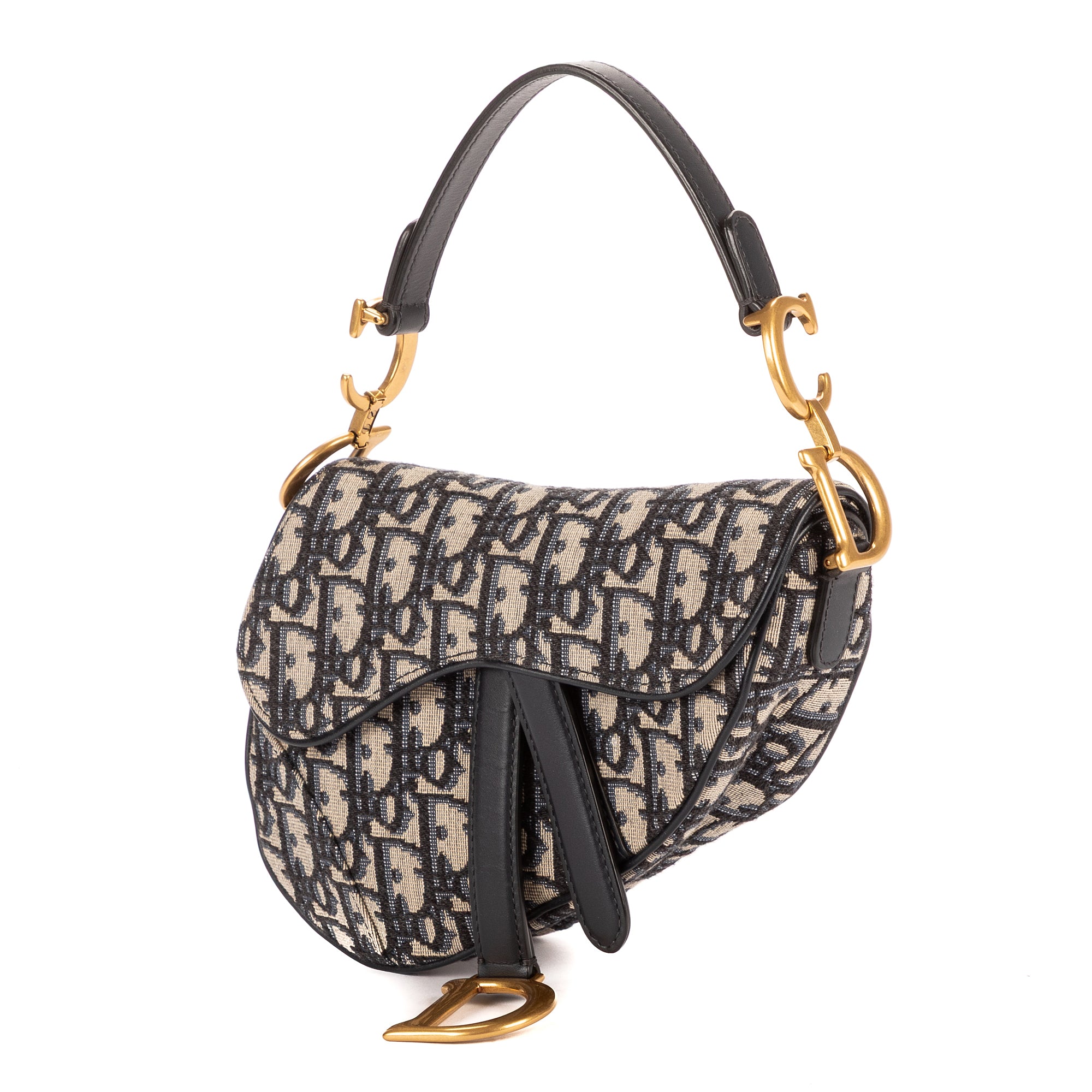 Bolso de mano Oblique Saddle Mini lona Diorissimo Oblique azul marino