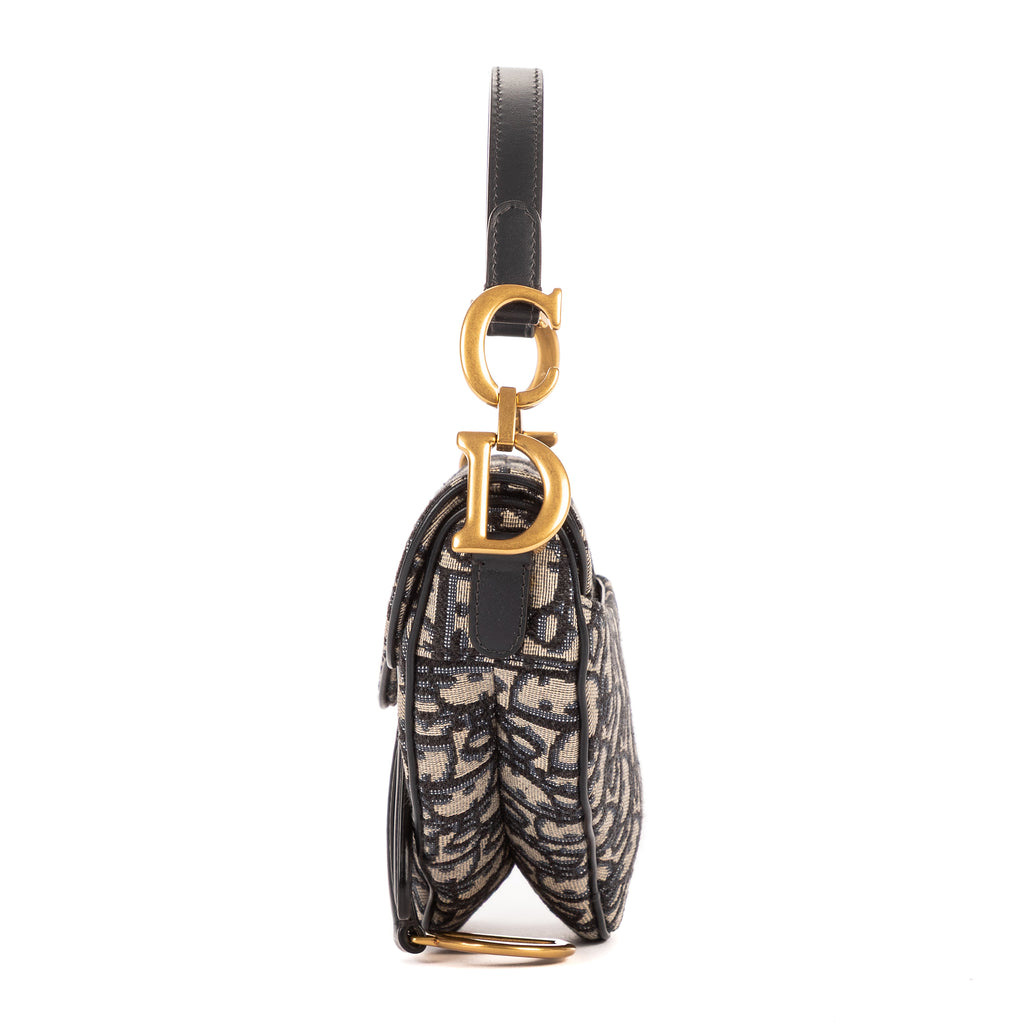 Bolso de mano Oblique Saddle Mini lona Diorissimo Oblique azul marino