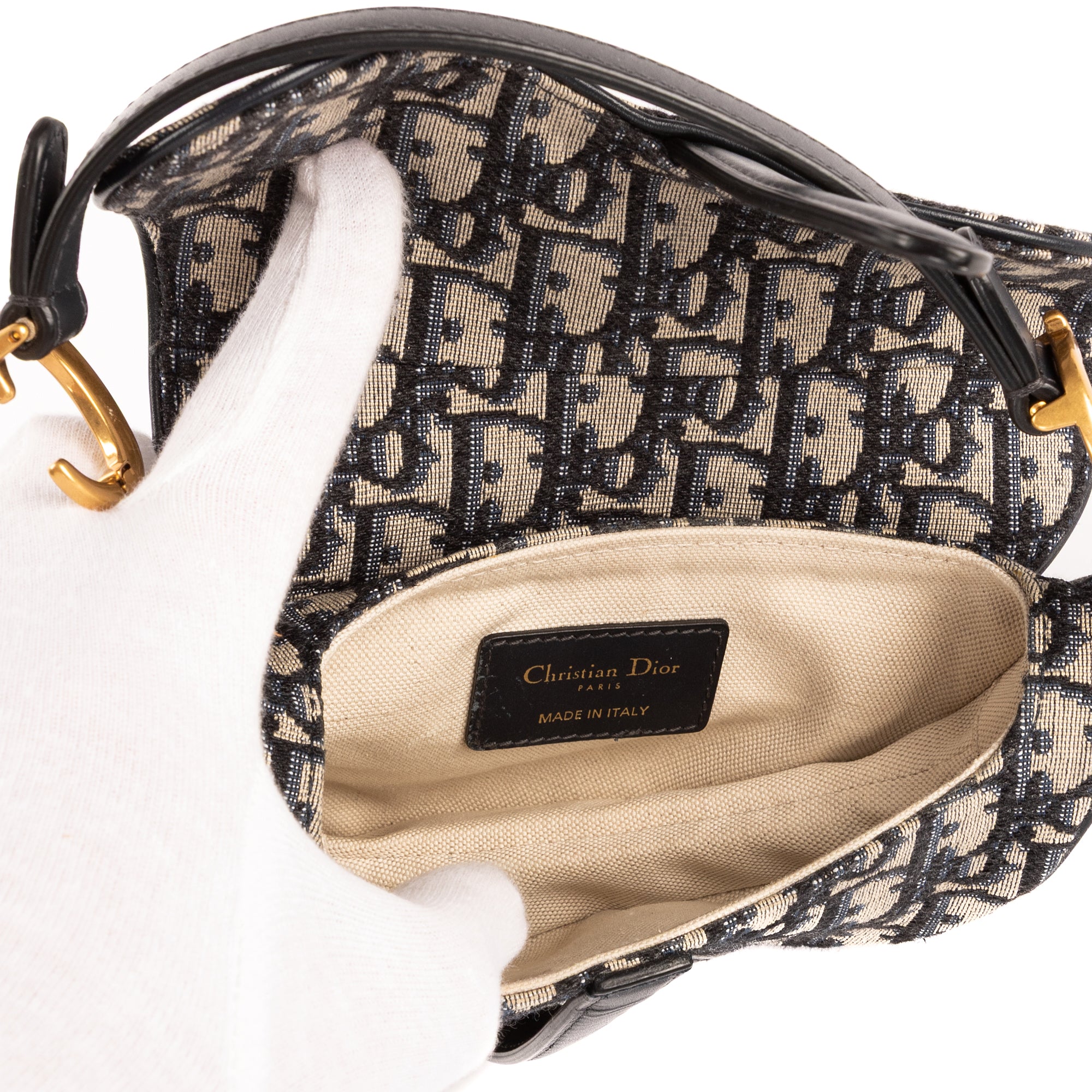 Bolso de mano Oblique Saddle Mini lona Diorissimo Oblique azul marino