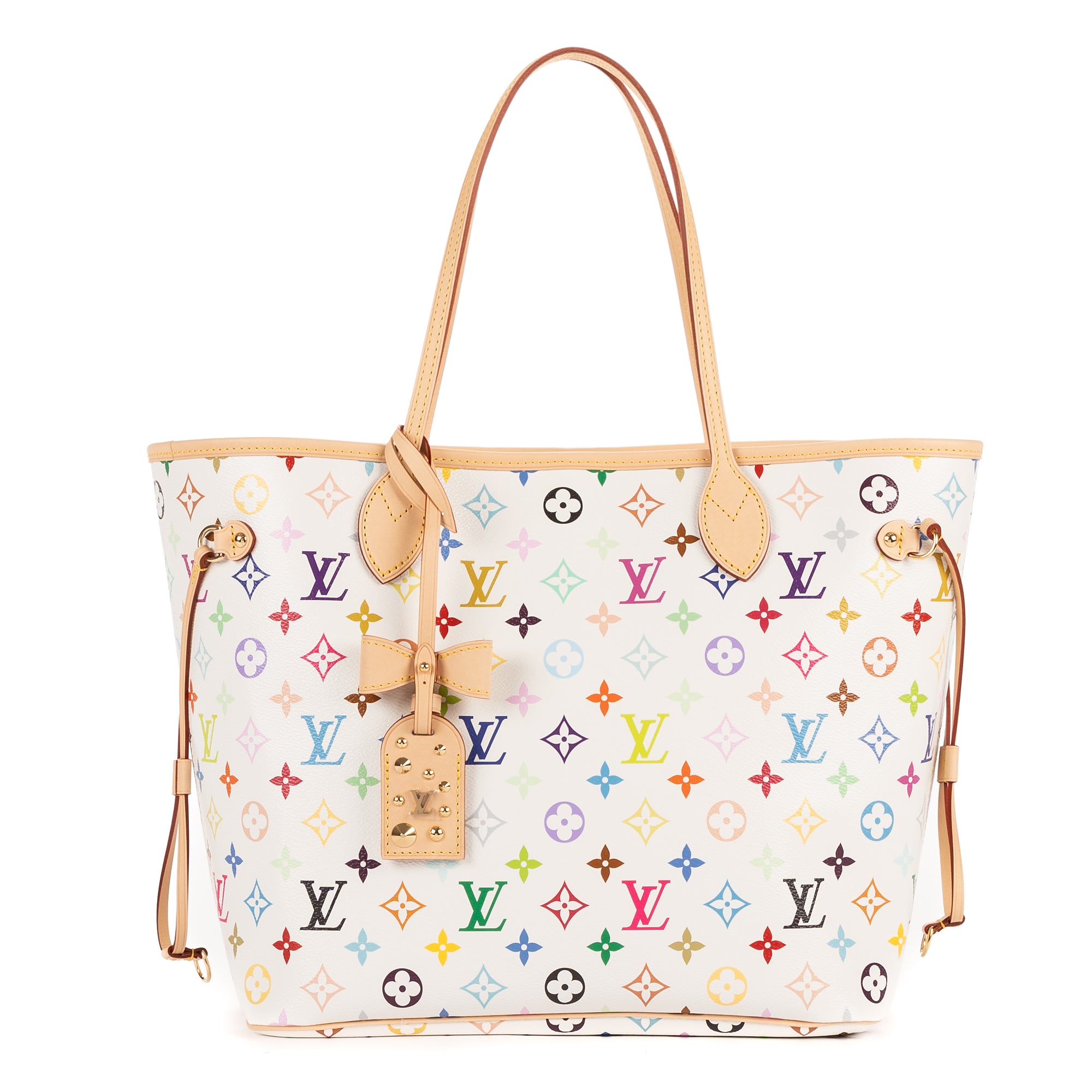 Shoulder Bag Ltd. Ed. LV x Takashi Murakami Neverfull MM MM White Multicolore Monogram Canvas